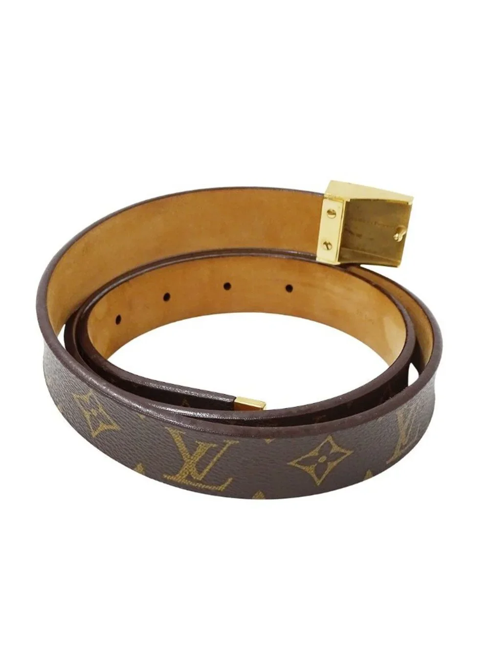 Louis Vuitton Belt Monogram Canvas Ceinture Carre Brown Logo